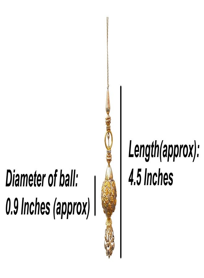 Krypmax Hanging Designer Tassel Latkan for Lehenga, Blouses, Dupatta, Art & Craft (Gold Ball Design) (6) - Image 3